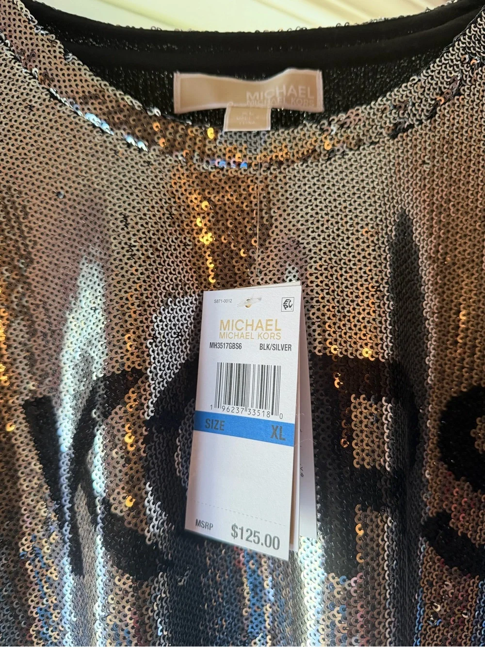 Michael Kors Silver Sequin Top Size XL